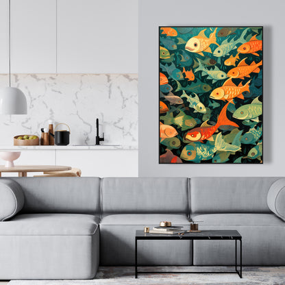 Simple fishes - 36"x36" Framed canvas