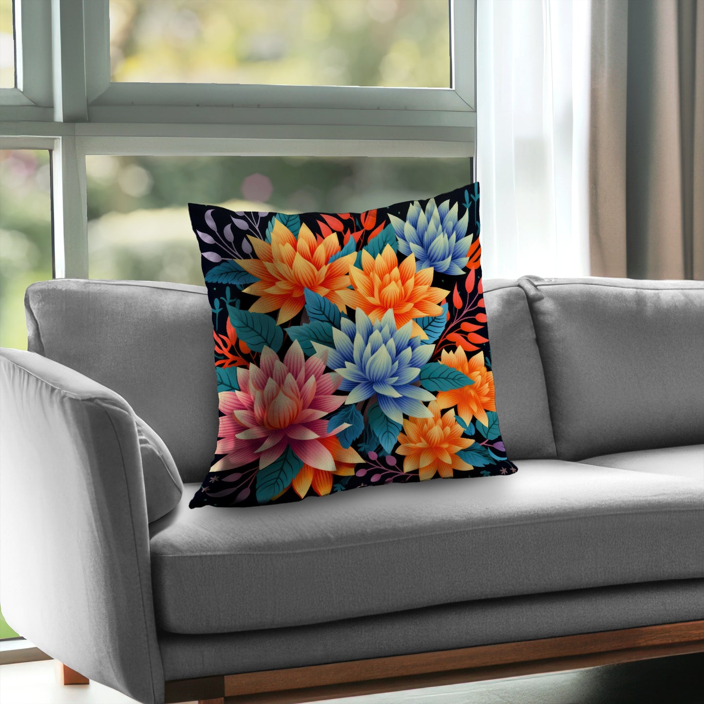 Color bouquet Blue poly twill throw pillow insert | Home decor