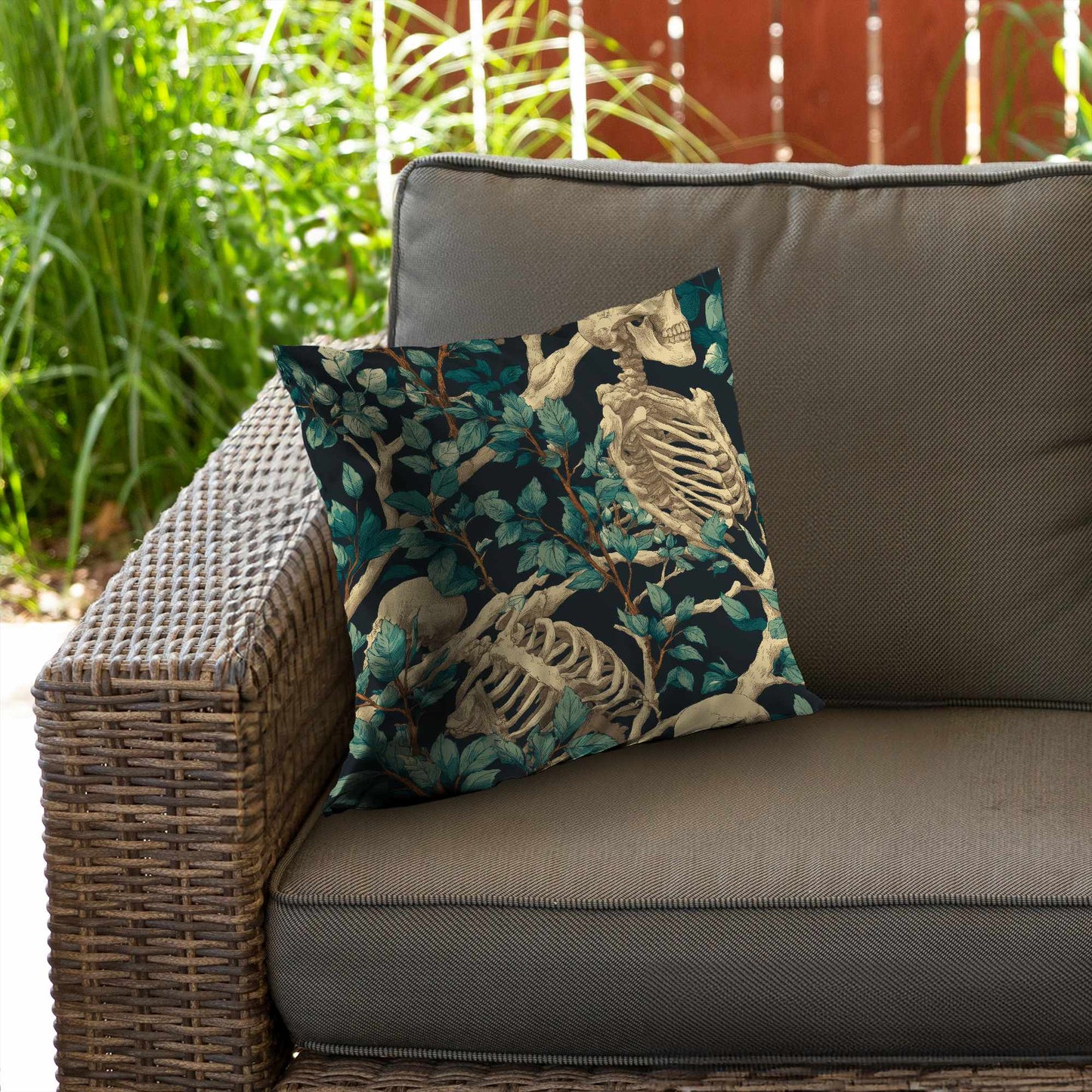 Sticks and Skulls Poly Twill Throw Pillow - Home Decor