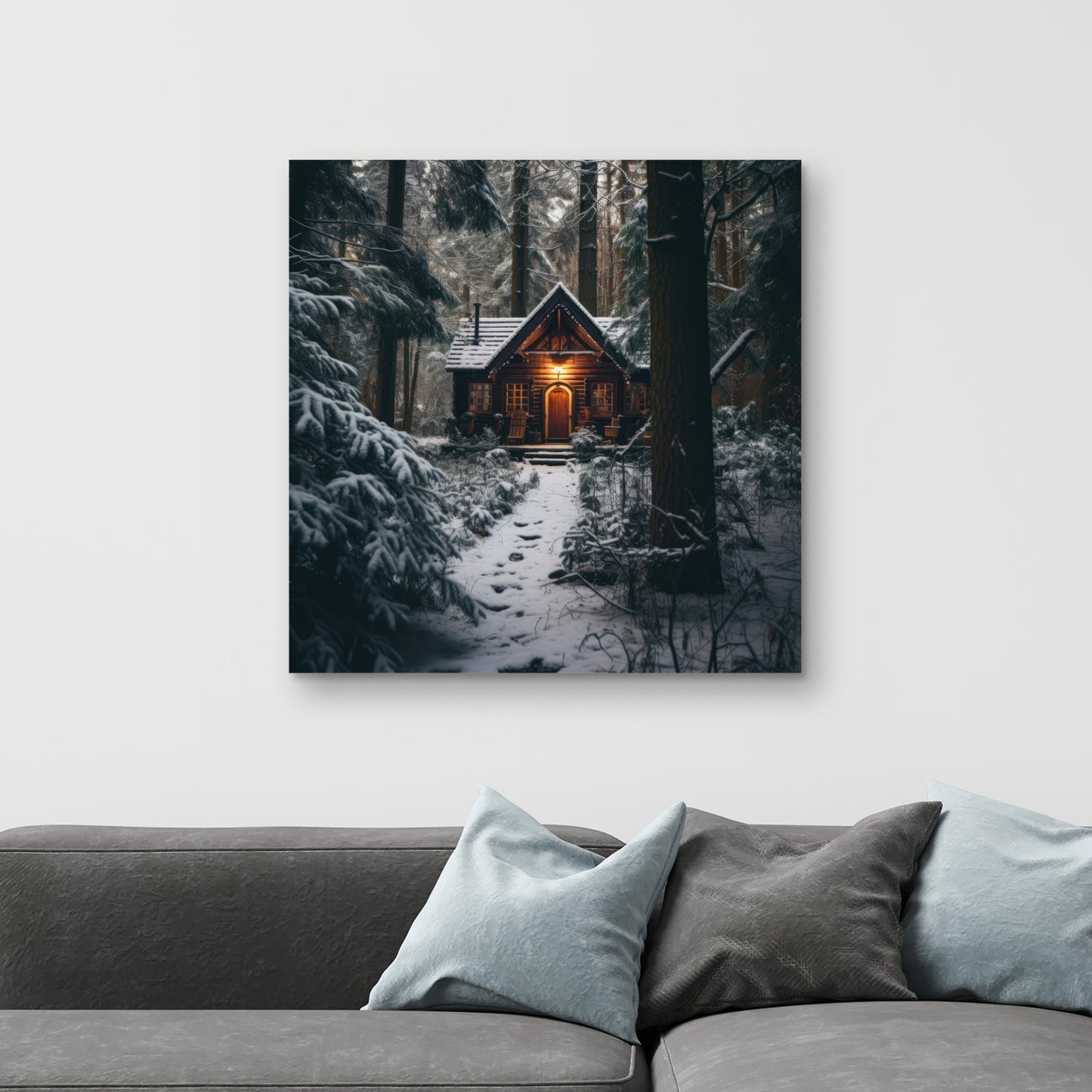 The lone cabin - 32"x32" Canvas