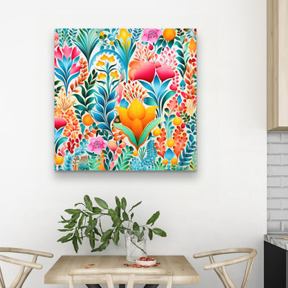 Flowing Flowers - Green Canvas for Elegant Home Decor