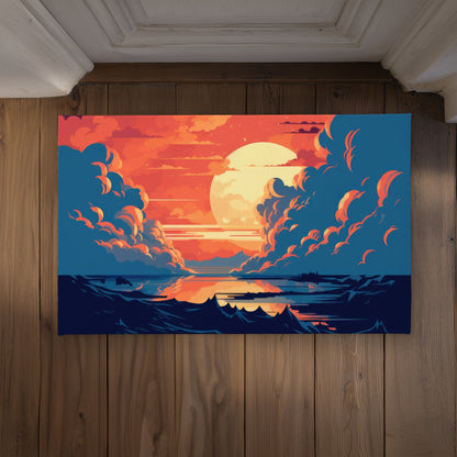 Paillasson Intérieur/Extérieur Orange et Bleu | Décoration Maison