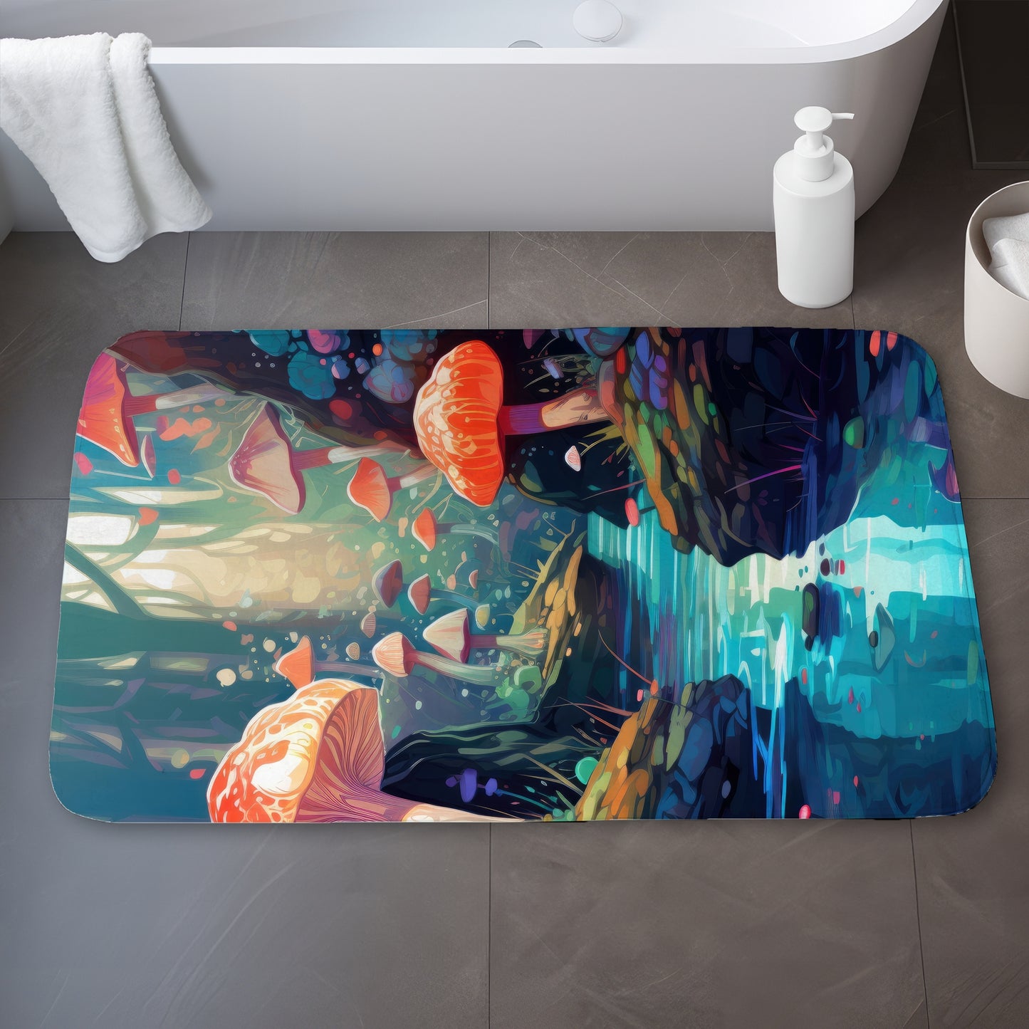Whimsical Forest Turquoise Bath Mat | Home Decor Delight