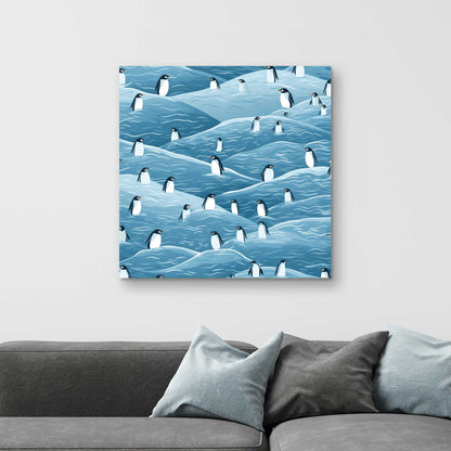 Penguins Wandering - Black Canvas Art for Home Decor
