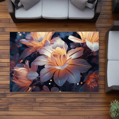 Pixie flowers Black Outdoor Area Rug for Home Decor - Durable