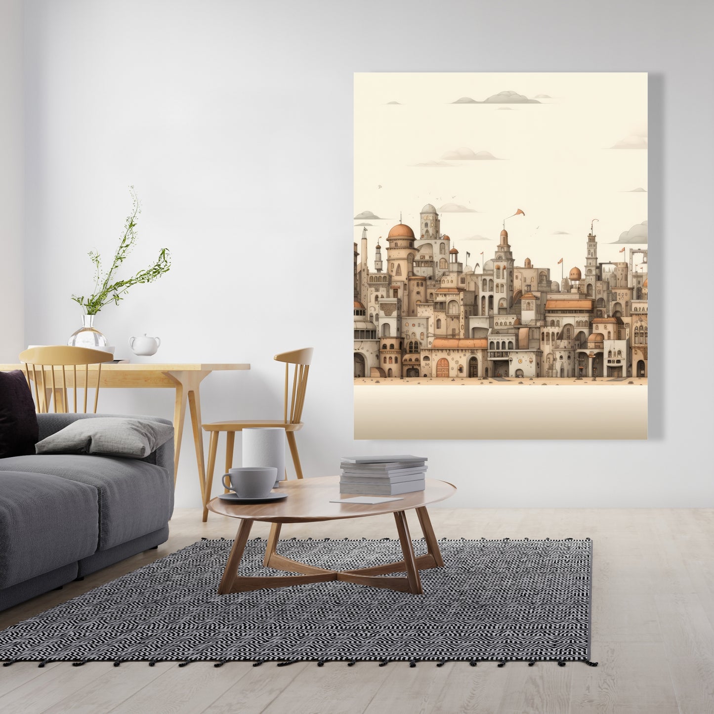 The Old Town - Brown Canvas Art for Home Decor | Stylish Wall Art