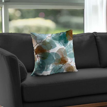 Translucent Leaves Gold Poly Twill Throw Pillow - Home Decor