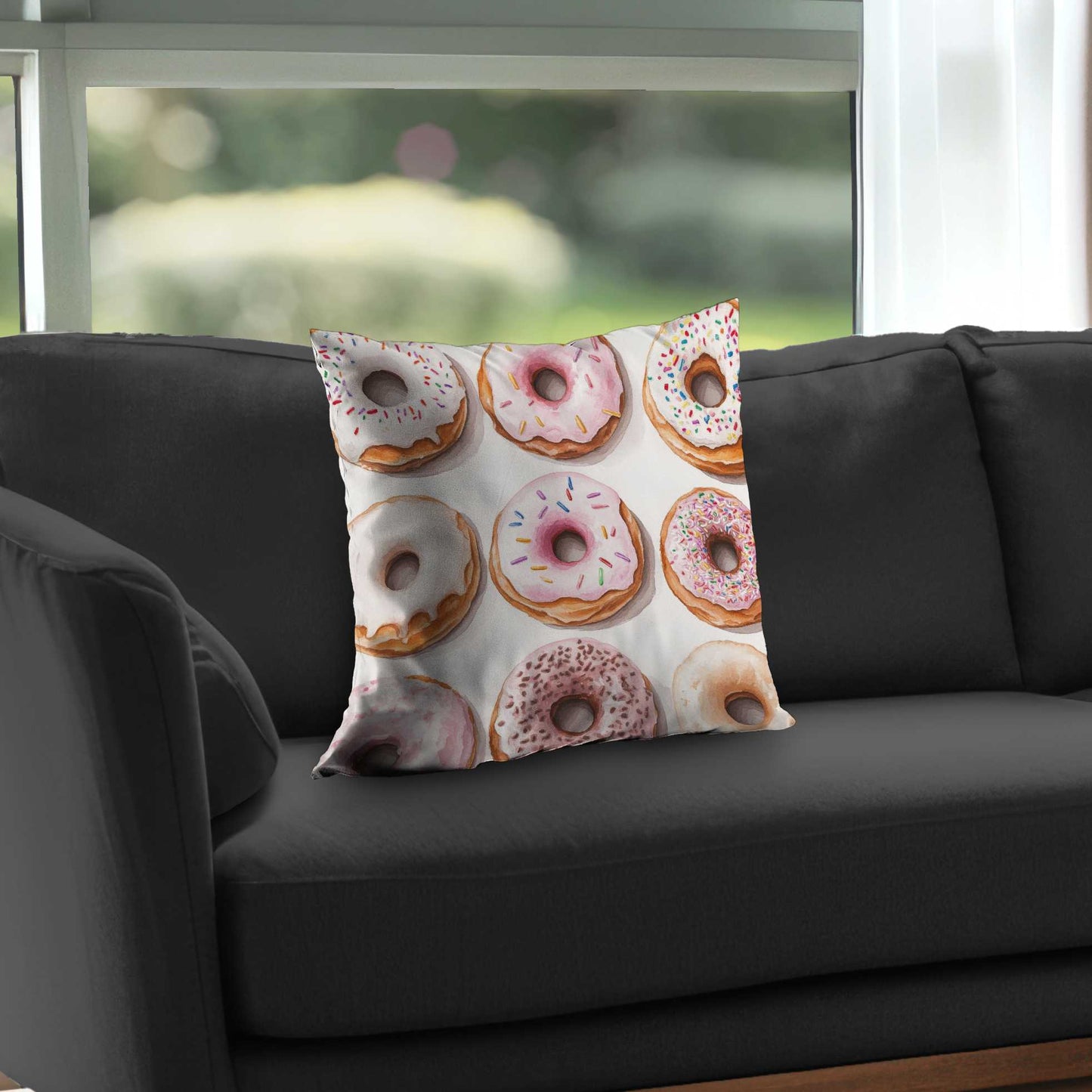Donuts Poly Twill Throw Pillow - Cozy Home Decor Accent