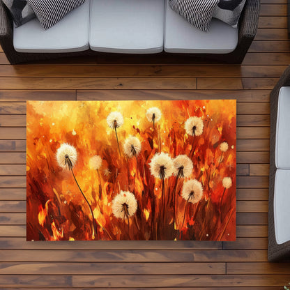 Dandelion Fire Yellow Outdoor Area Rug for Home Decor