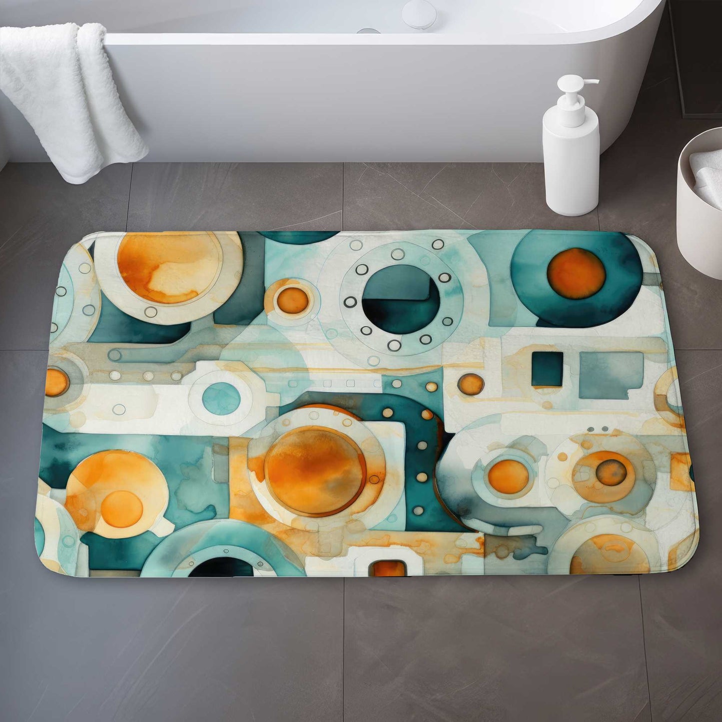 Decomposed Porthole - Turquoise Bath Mat for Home Decor