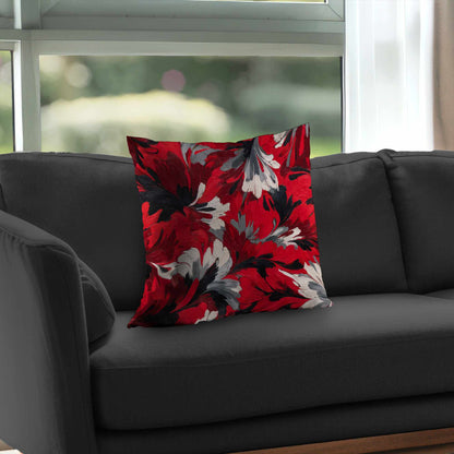 Red Flow Poly Twill Throw Pillow - Stylish Home Decor Accent