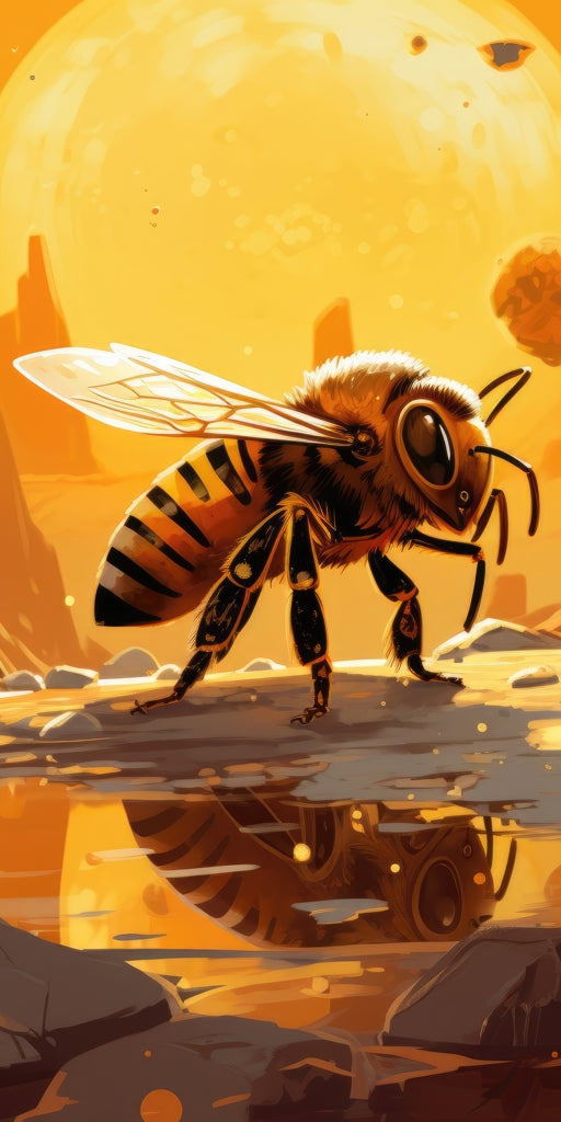 Bee world - Framed Canvas - Print on demand