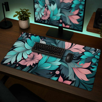 Neon Leaves Desk Mat | Stylish Home Decor Surface Protector