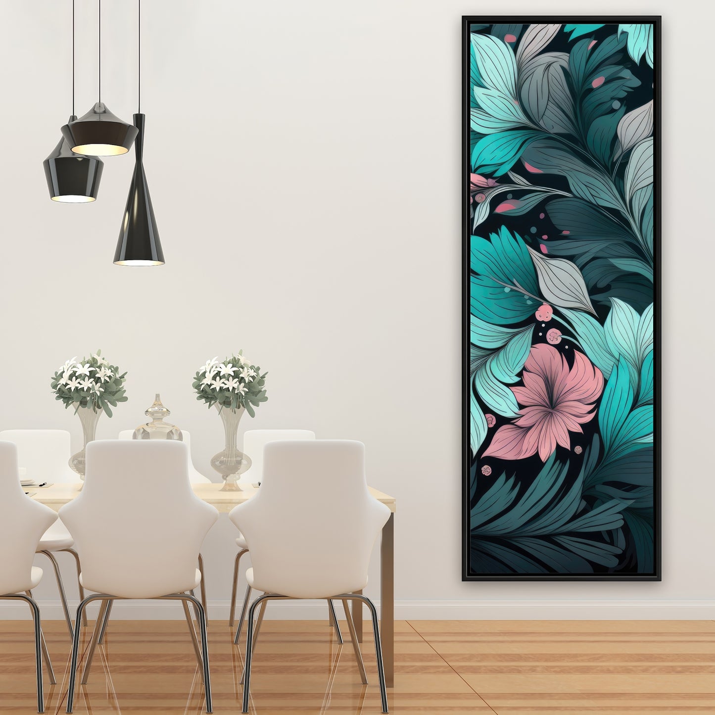 Neon leaves - 36"x36" Framed canvas
