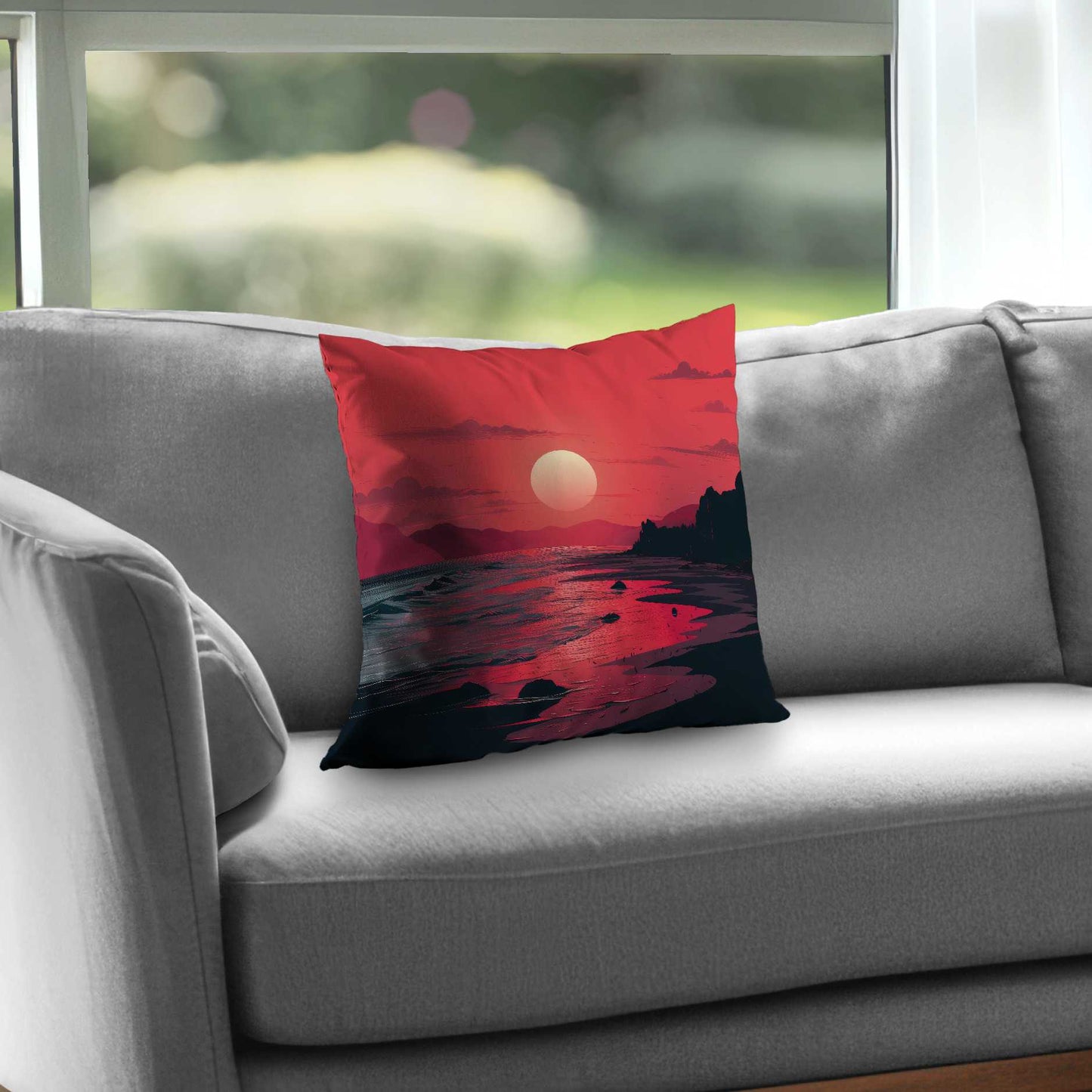 Coussin décoratif en sergé de polyester Red Sky | Accessoire de décoration élégant pour la maison