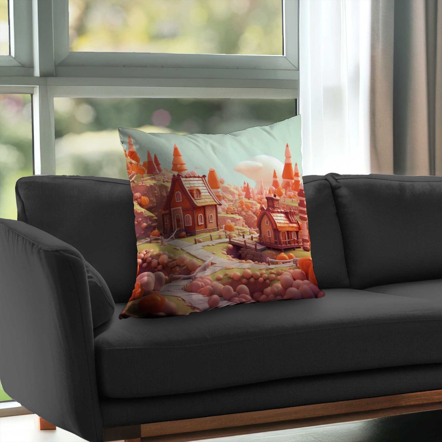 Coussin décoratif en sergé vert Toy Town pour la maison