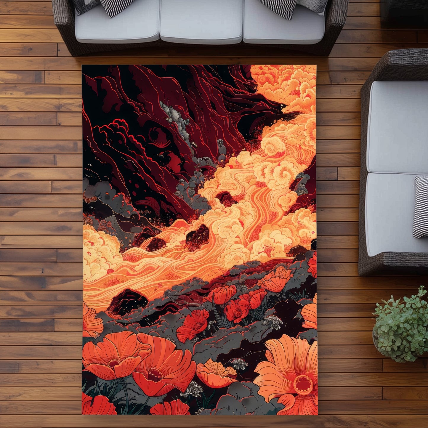 The Big Burn - Yellow Outdoor Area Rug for Home Decor