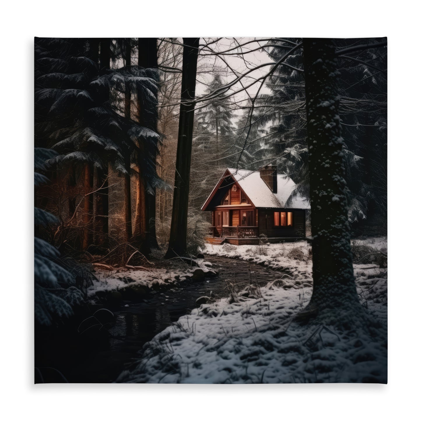 By the River Black Indoor Outdoor Tablecloth for Home Decor