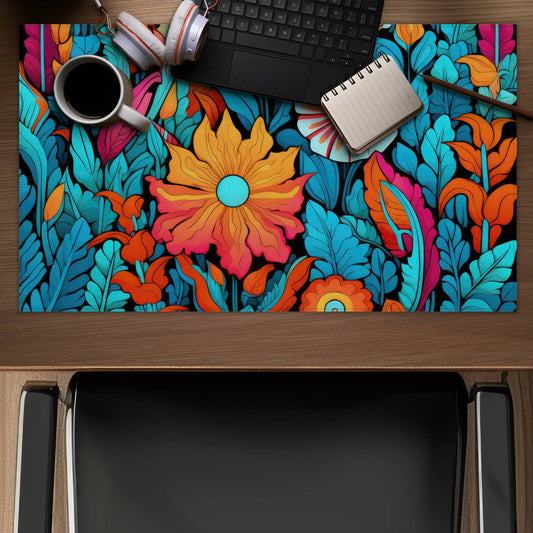 Floral Hues - Orange Gaming Mat for Stylish Home Decor