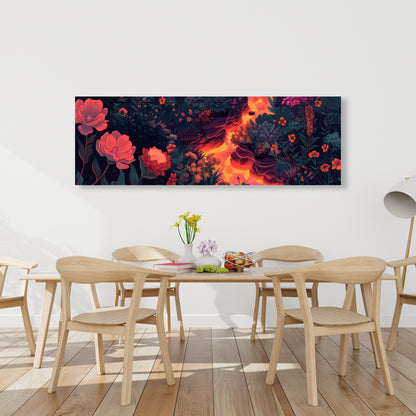 Flowing magma - Black canvas home decor art piece