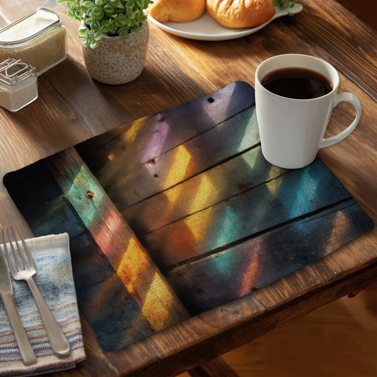 Rainbow Glint Braided Polyester Placemats for Home Decor