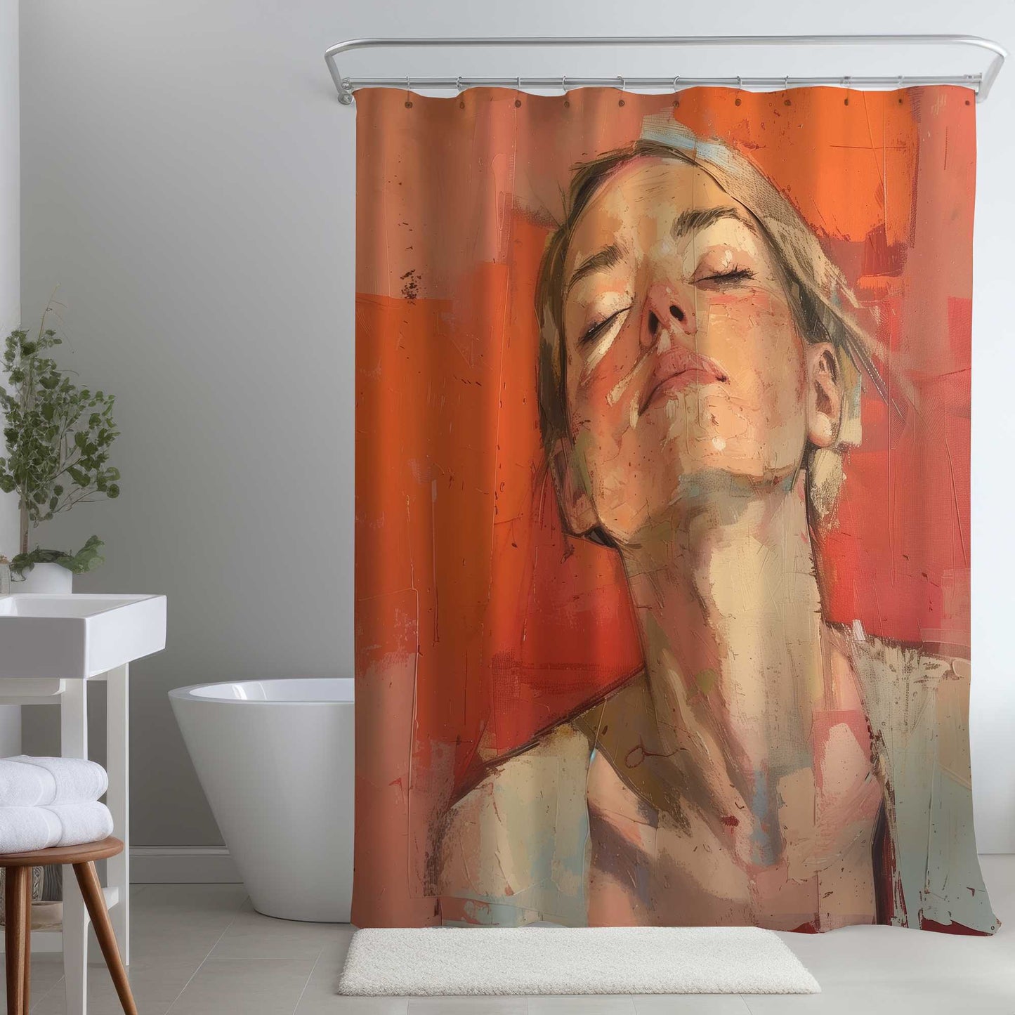 Rideau de douche en relief - Décoration élégante pour salle de bain