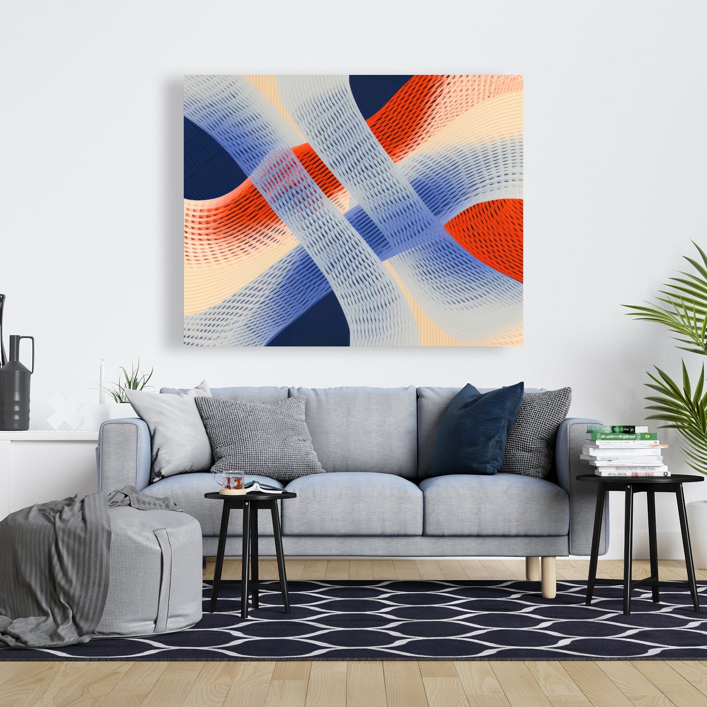 Abstract Threading - White Canvas Home Decor Art Piece