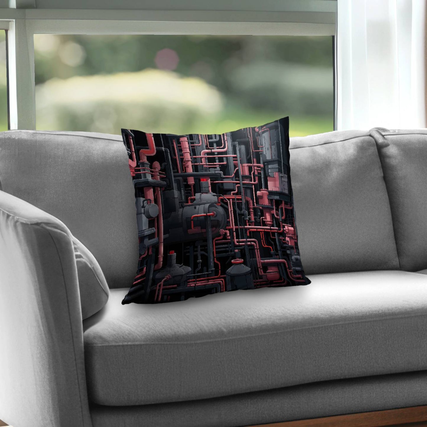 Dark pipes Gray poly twill throw pillow insert for home