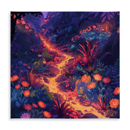 Burning Flowers Blue Tablecloth for Indoor Outdoor Decor