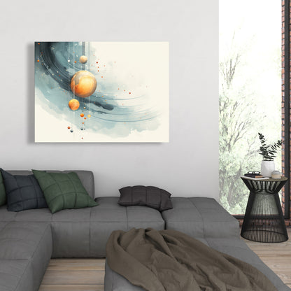 Hanging Planets - Blue Canvas Art for Home Decor | Unique Wall Art