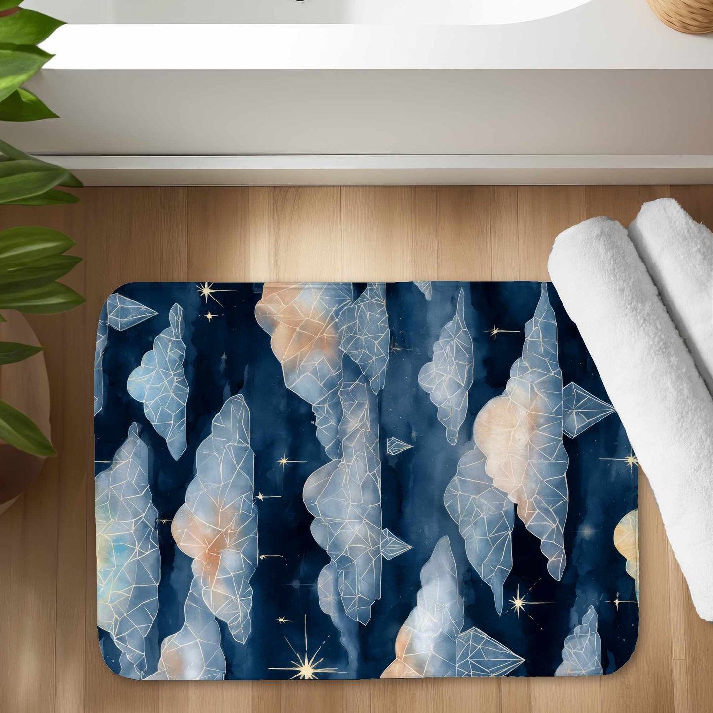 Tapis de bain Nuages de cristaux célestes | Tapis doux de décoration intérieure