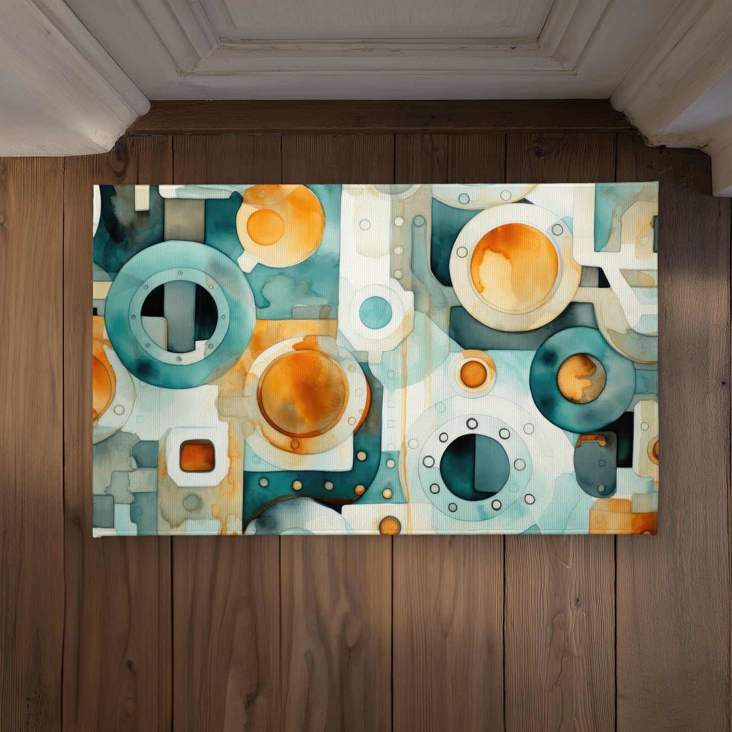 Decomposed Porthole Turquoise Indoor Outdoor Door Mat |
