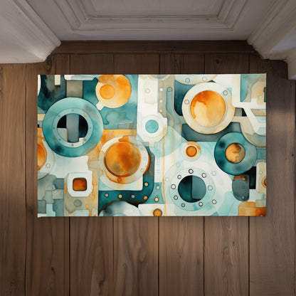 Decomposed Porthole Turquoise Indoor Outdoor Door Mat |