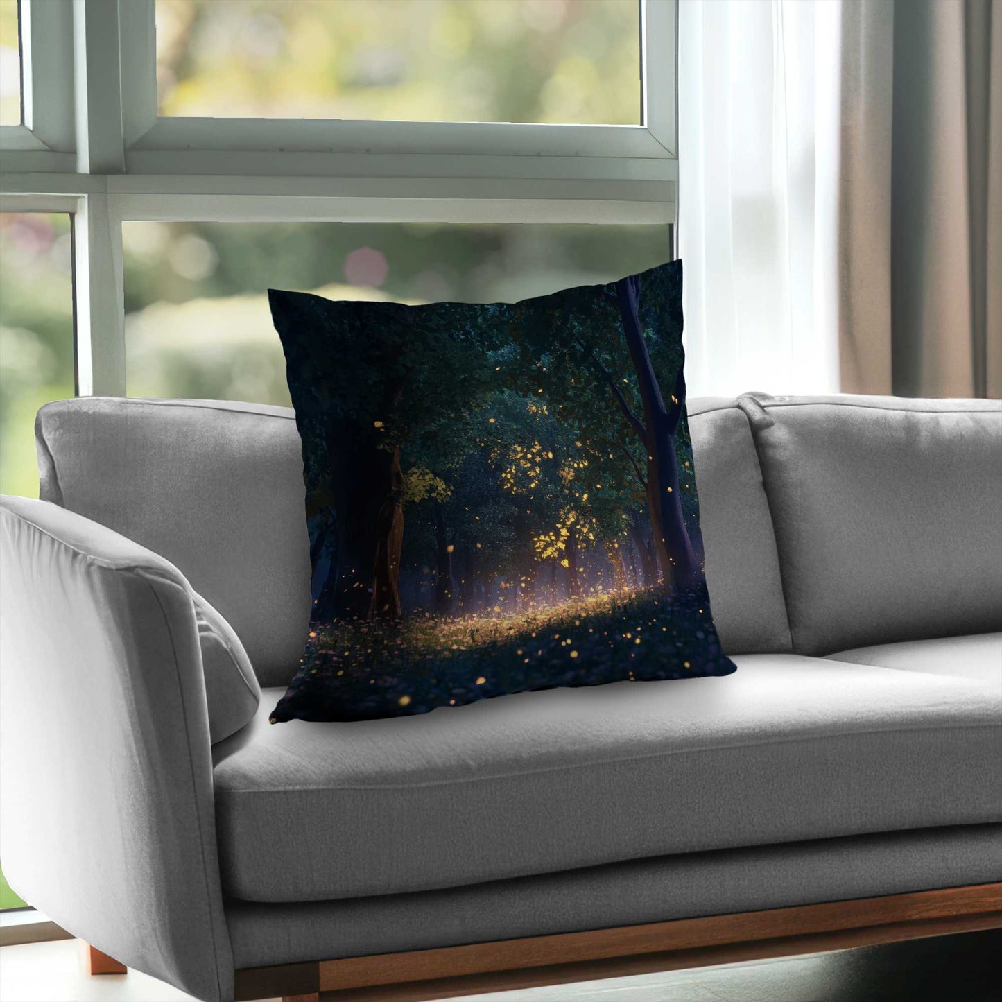 Glowing Leaves Poly Twill Throw Pillow | Home Decor Accent