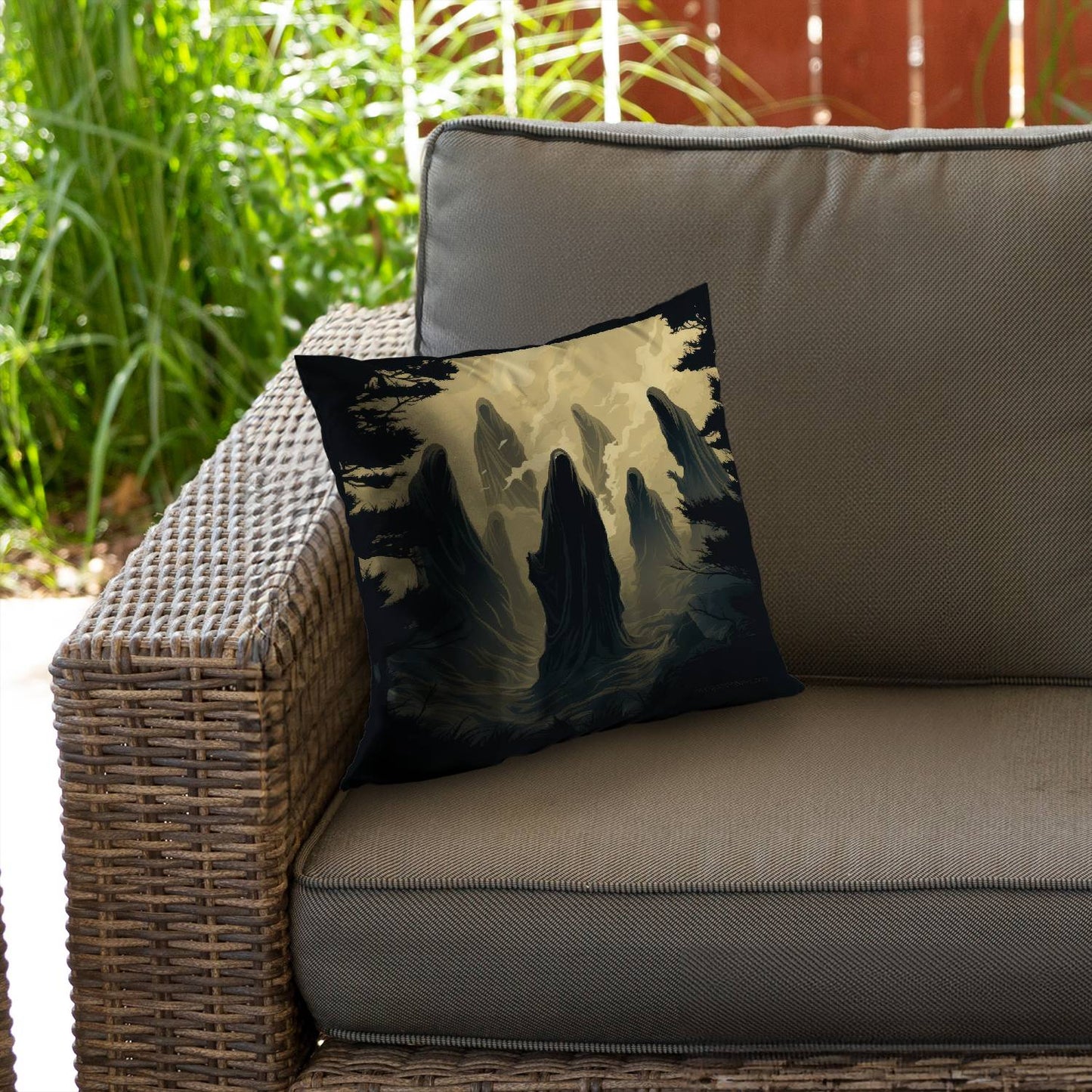 Here they wait - Throw pillow - Print on demand