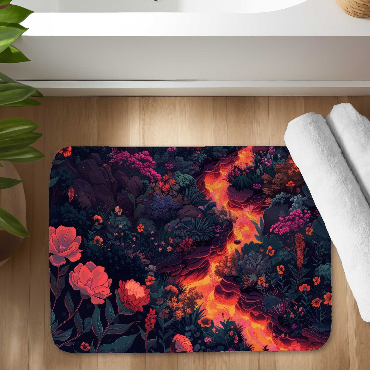 Flowing magma Red Bath Mat for Stylish Decor | Soft & Cozy