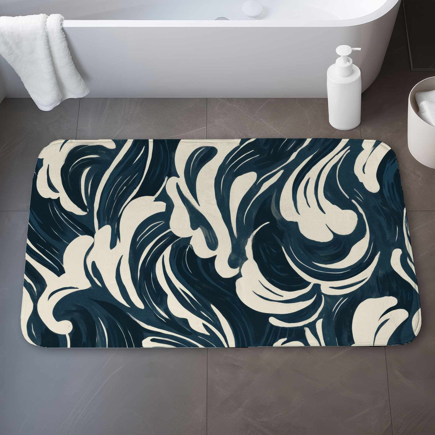 Midnight Ocean Flow Bath Mat | Stylish Home Decor Accent