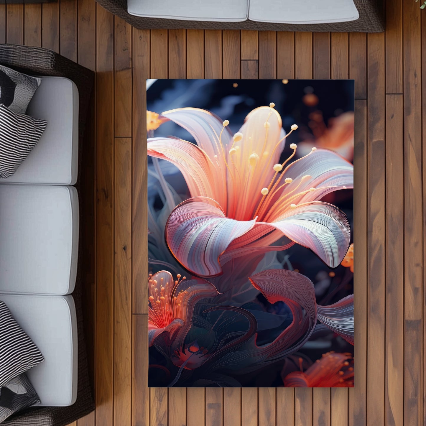 Astral Bloom - Black Outdoor Area Rug for Home Decor