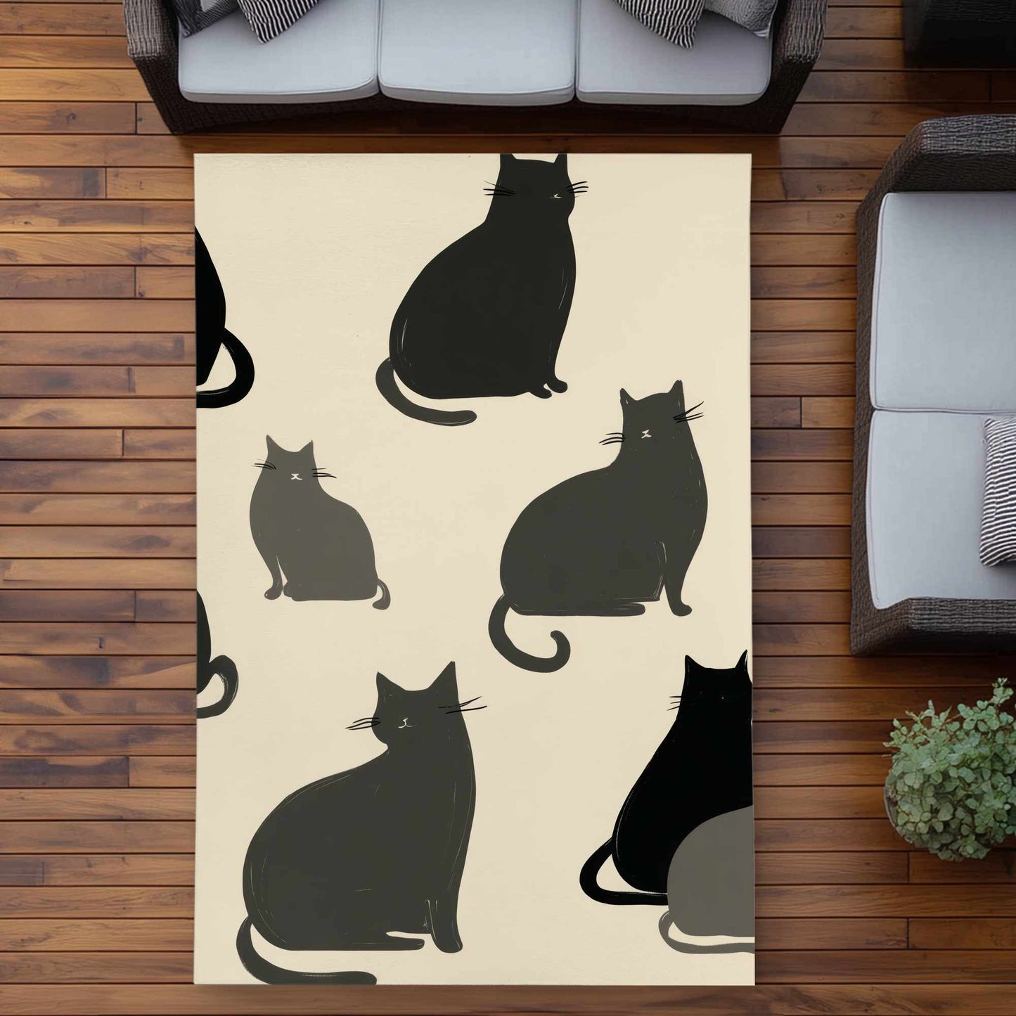 Tapis d'extérieur à motif de chats silencieux | Décoration d'intérieur
