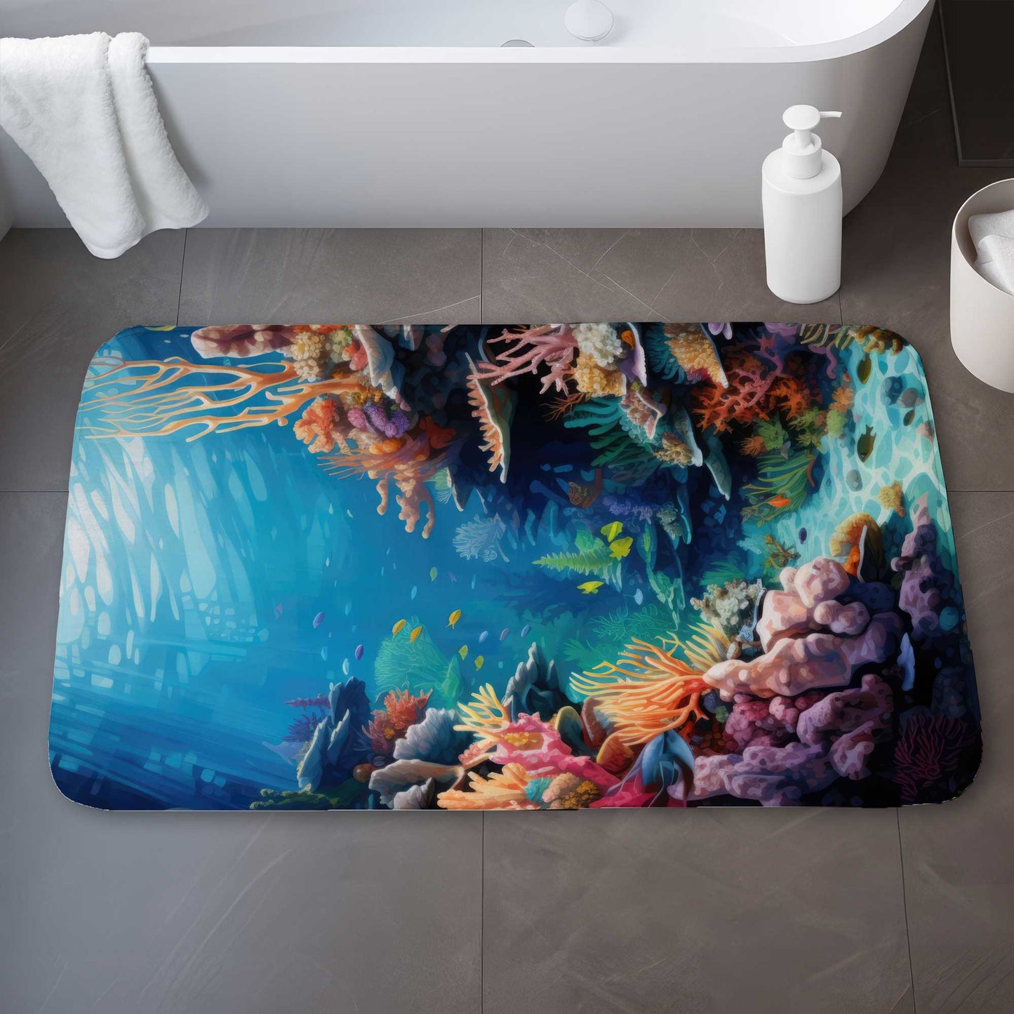 Coral Red Bath Mat - Stylish Home Decor for Every Bathroom