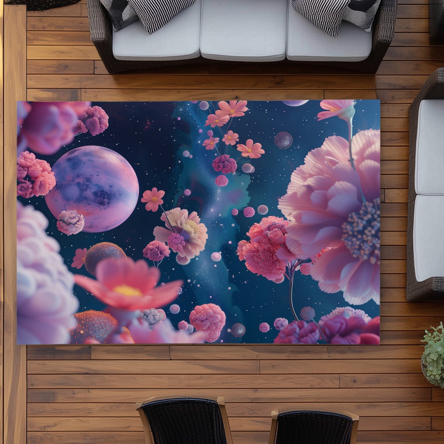 Tapis d'extérieur vide rose - Décoration élégante pour terrasses