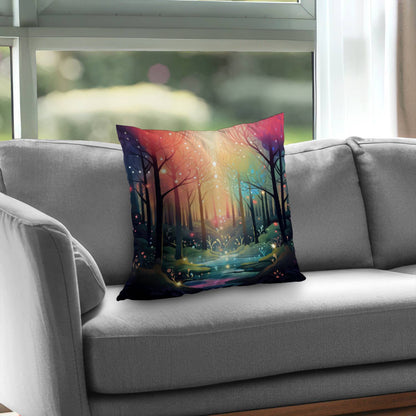 Magical forest Pink poly twill throw pillow | Home insert
