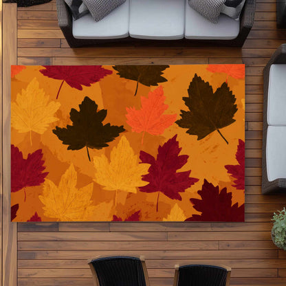 Tapis d'extérieur Feuilles aux reflets automnaux | Décoration intérieure chaleureuse