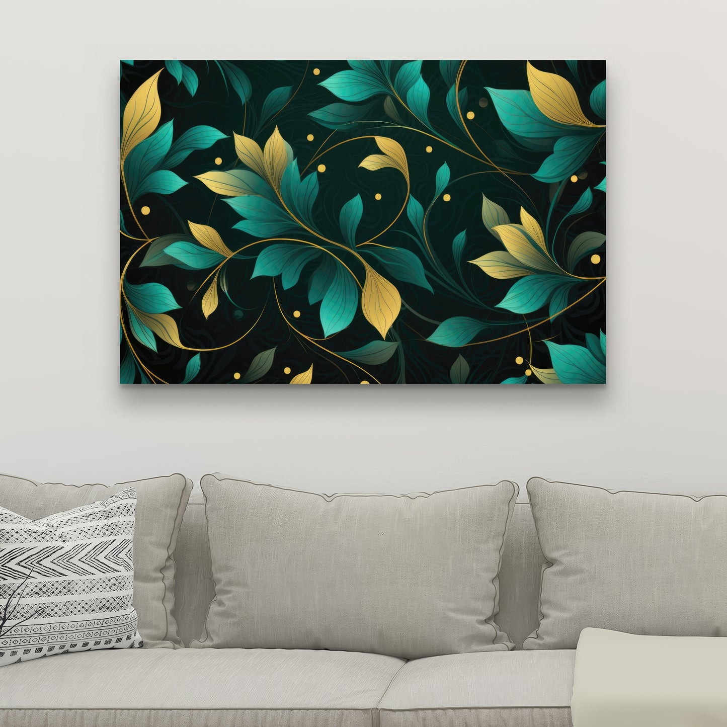 Twirling Twigs - Turquoise Canvas Home Decor Art Piece