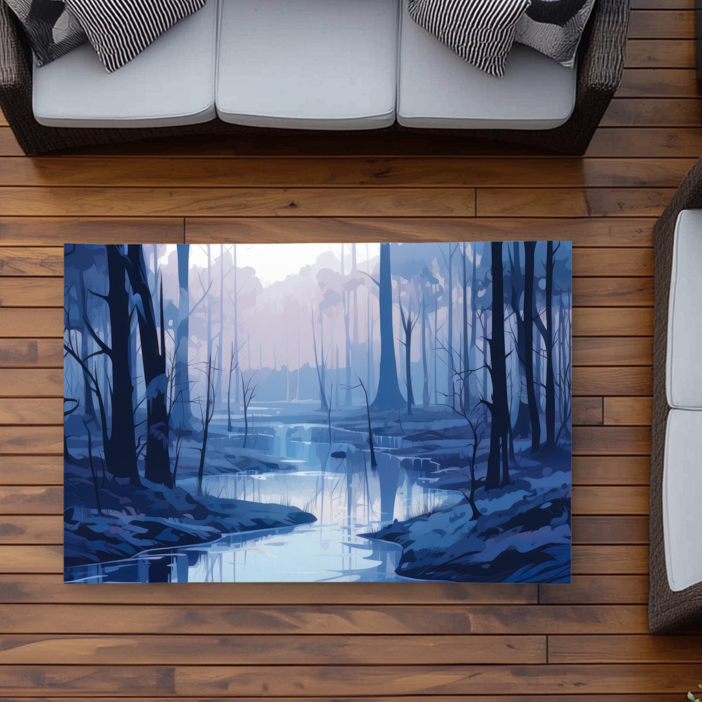 Cold and Muddy Blue Outdoor Area Rug for Home Decor