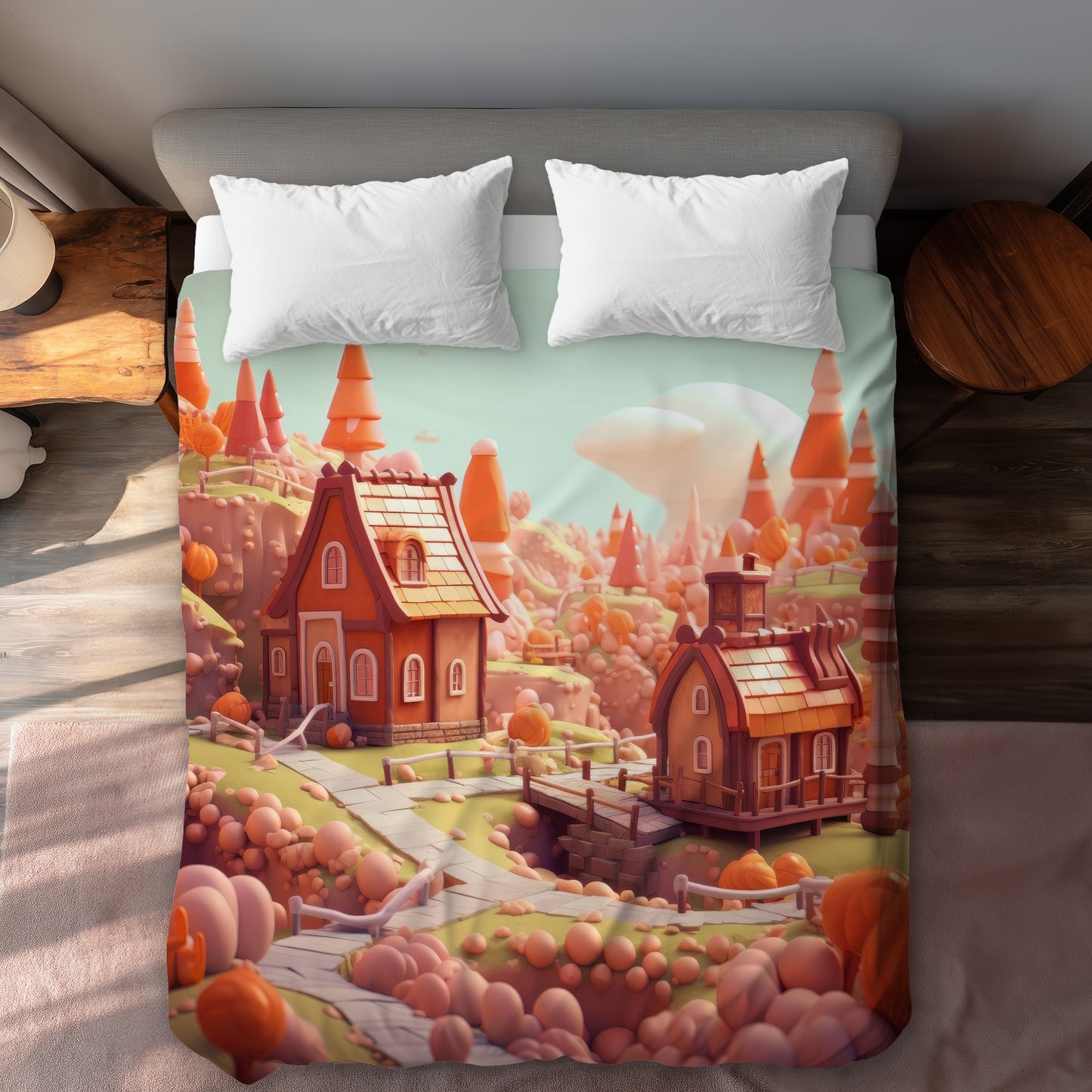 Toy Town Pink Duvet Cover - Stylish Home Decor for Kids
