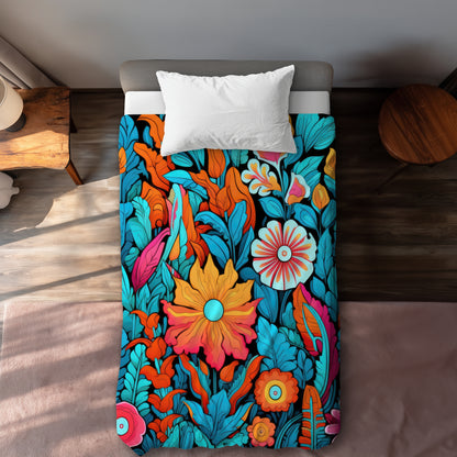 Floral Hues Orange Duvet Cover | Stylish Home Decor Accent