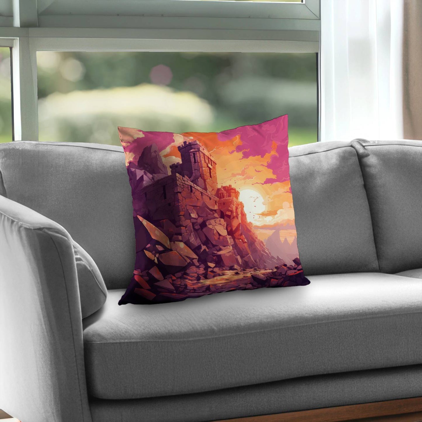 The setting rampart - Throw pillow - Print on demand