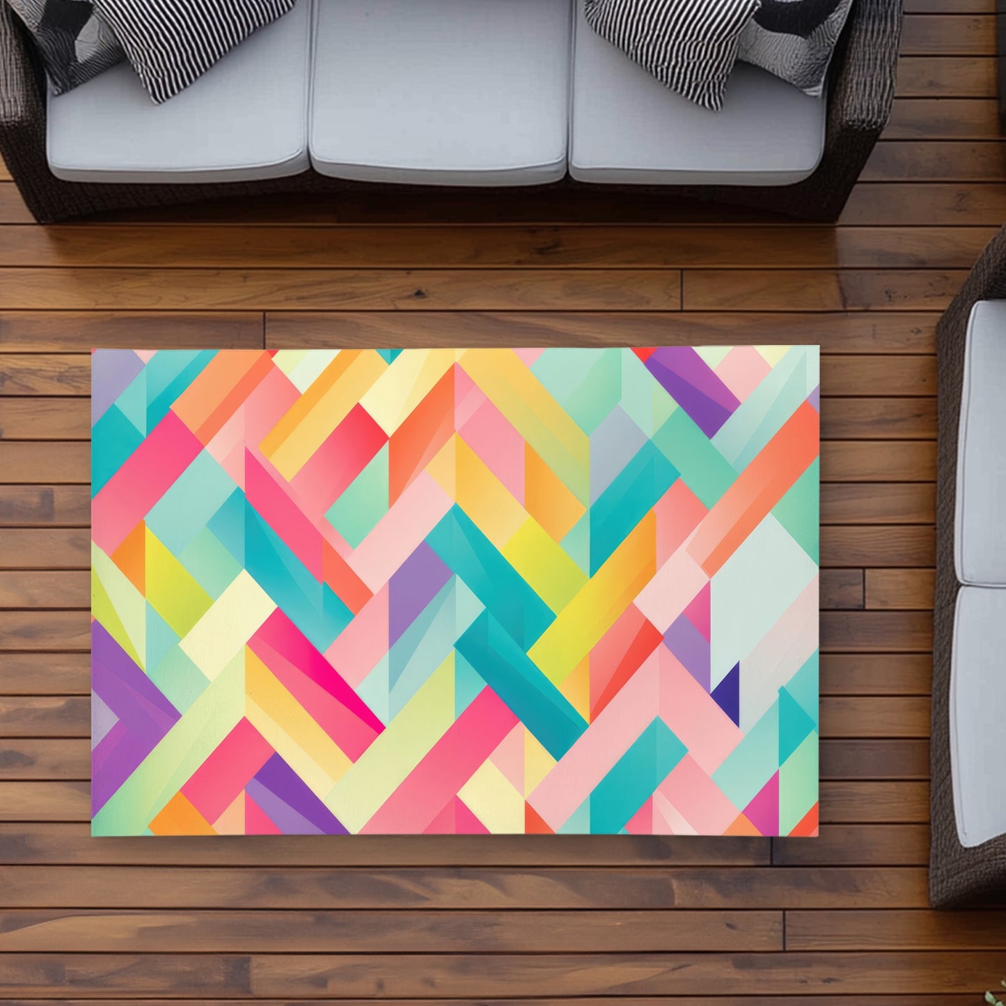 Stripe Harmony Turquoise Outdoor Area Rug | Decor Essentials