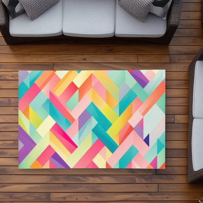 Stripe Harmony Turquoise Outdoor Area Rug | Decor Essentials